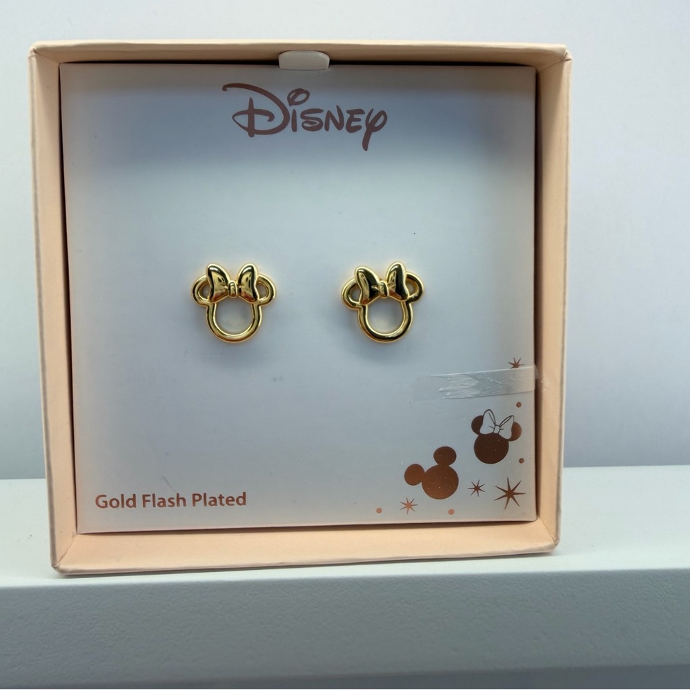 Disney Gold Minnie Mouse Earrings studs NWT